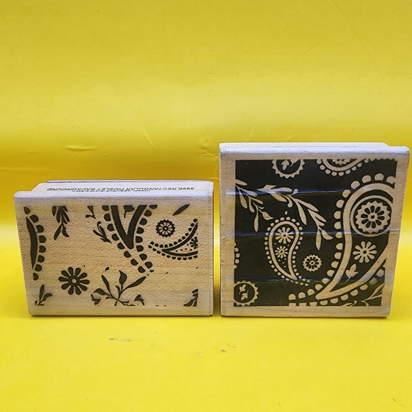 2 Savvy Stamps Floral Flower Paisley Background Wood Mounted Rubber - Picture 1 of 4